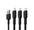 Set 3x Cable Lightning 200cm LED Green Cell Ray con carga rápida para Apple iPhone