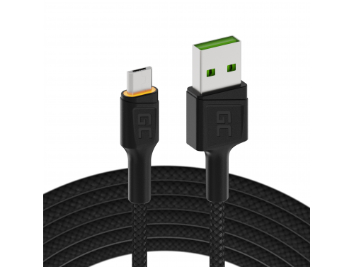 Cable Micro USB 2m LED Green Cell Ray con carga rápida, Ultra Charge, Quick Charge 3.0