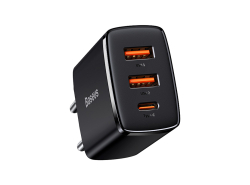 Ładowarka sieciowa Baseus Compact Quick Charger, 2xUSB, USB-C, PD, 3A, 30W