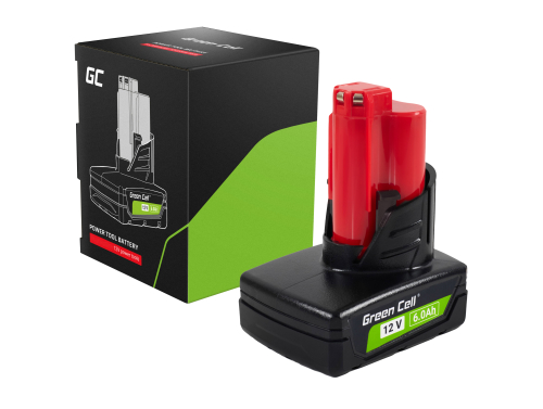 Batería Green Cell (12V 6Ah) para herramientas eléctricas Milwaukee M12 batería de repuesto M12 B6 4932451395