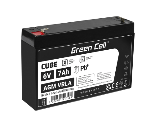 Green Cell® AGM Bateria 6V 7Ah Gel Bateria hermetica sistemas de alarma juguetes eléctricos para niños